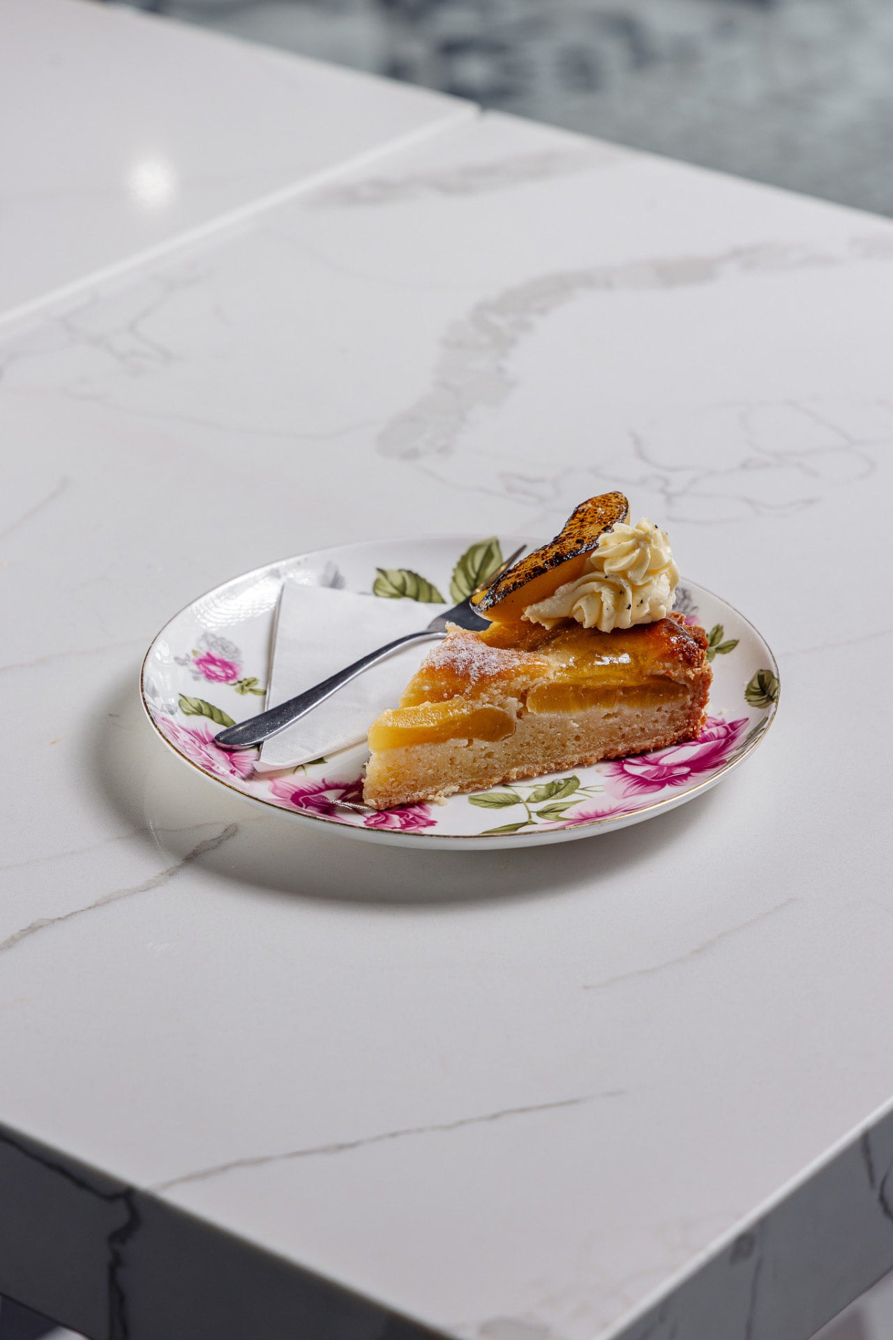 Slice of pear and almond tart