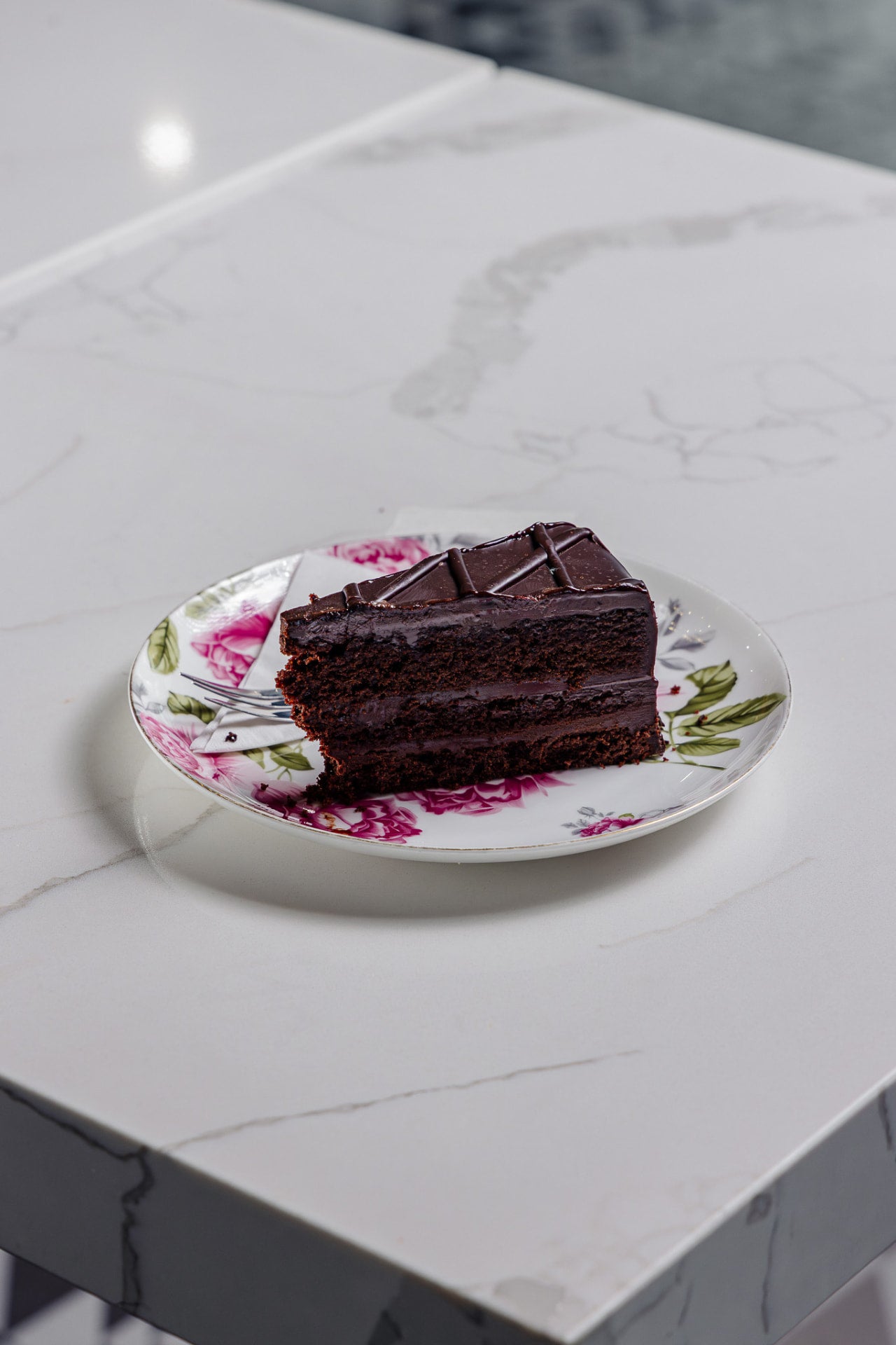 Slice of chocolate mud cake